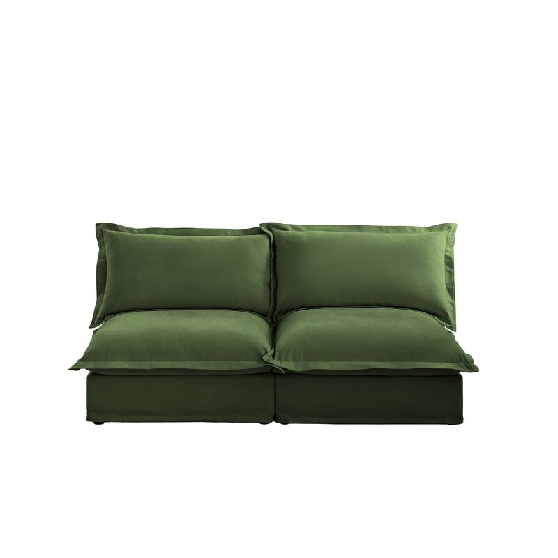 73.2" Chenille Modular 3-Seat Sofa with Removable Washable Covers And Multiple Pillows