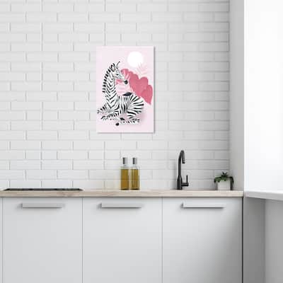 Wynwood Studio Canvas Animals Lounging Zebra Blush Pink and Modern & Contemporary Wall Art Canvas Print