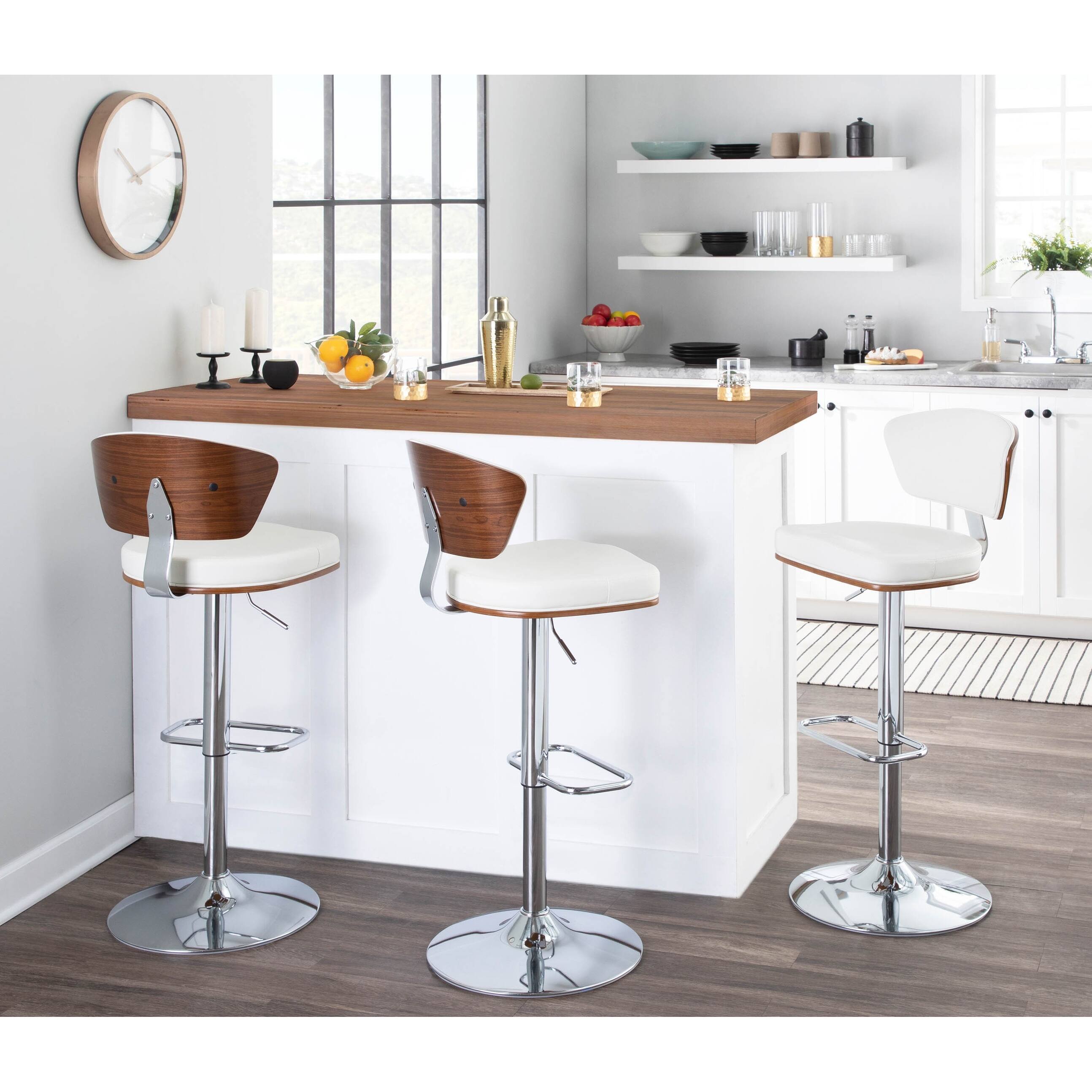 Carson Carrington Valerie Midcentury Modern Adjustable Walnut Wood Bar Stool N/A On Sale