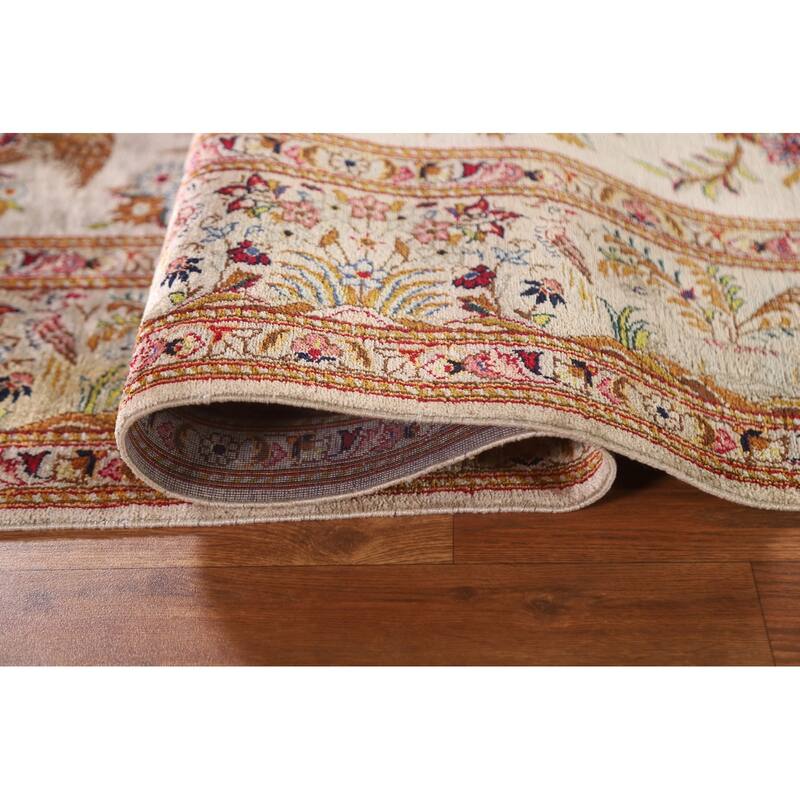 Handmade Kashan Persian Antique Area Rug Oriental Silk Carpet - 4'7"x 7'7"