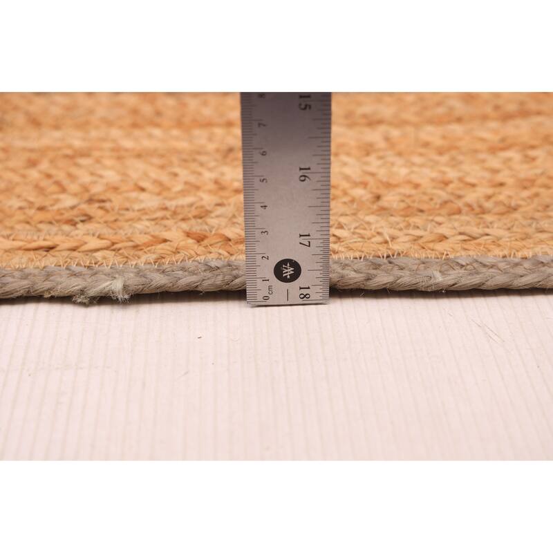 ECARPETGALLERY Braided Weave Palas Denizli Tan Jute Rug - 4'8 x 6'6