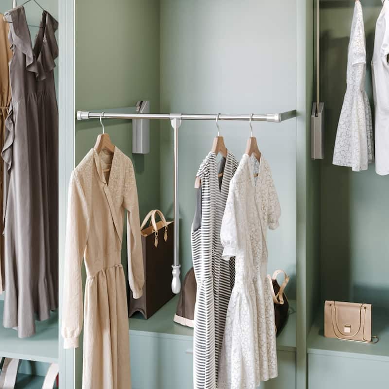 Hardware Resources 32 Inch Wide Pull Down Closet Rod with Soft Close - Polished Chrome