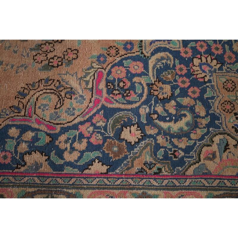 Mashad Persian Vintage Area Rug Handmade Wool Carpet - 6'7"x 9'11"