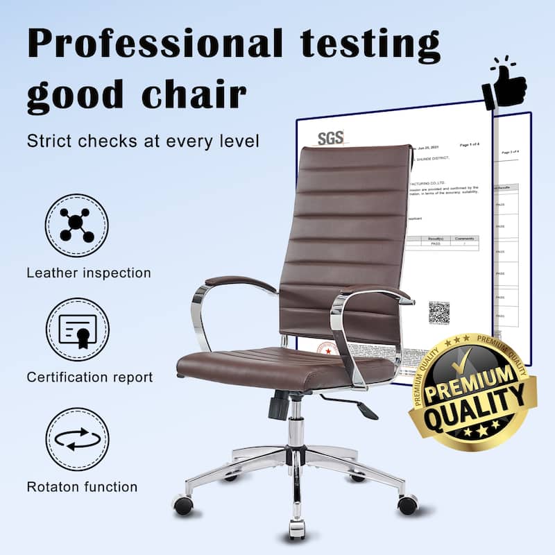 CAROCC Ribbed Computer Office Chair Adjustable Swivel High Back Desk Chair