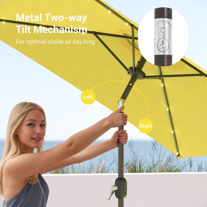 BONOSUKI 6.5x6.5Ft LED Patio Market Umbrella Weather-Resistant Frame