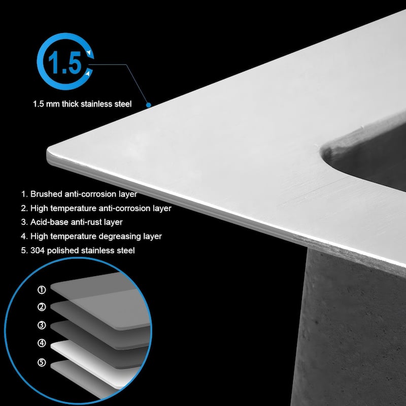 33 Inch Topmount Sink - Drop in Stainless Steel Kitchen Sink 16 Gauge 9 Inch Deep Single Bowl Kitchen Sink Basin
