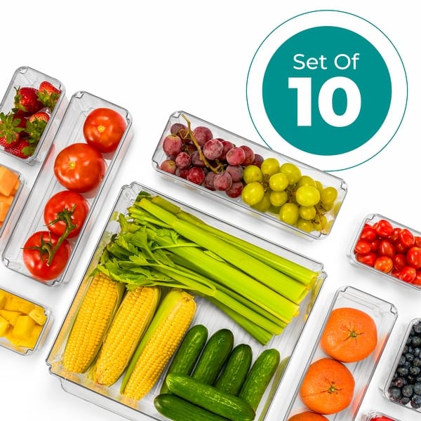 Stackable Refrigerator Storage Bins with Lids