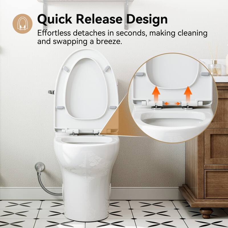 HOROW White One-Piece Compact Elongated 1.28 GPF Toilet with Comfort Height and Slow-Close Seat - N/A