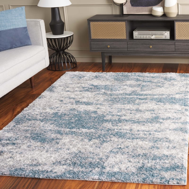 SAFAVIEH Berber Shag Lilibeth Shag Rug - 4'5" x 6'5" - Ivory/Blue