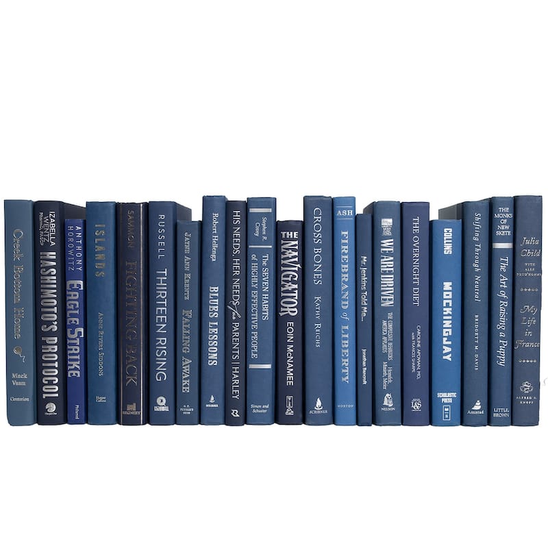 Books Blue Decorative Accessories: Denim & Silver Color By The Foot
