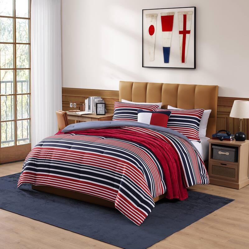 Tommy Hilfiger Favorite Stripe Reversible Red Comforter Set