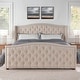 preview thumbnail 1 of 5, Athens Upholstered Nailhead Tufted Wingback Panel Bed Sky Neutral Beige Polyester - King