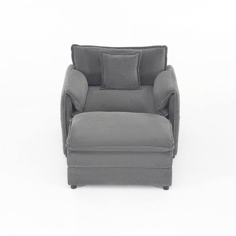 Chair with Movable Ottoman for Living Room or Bedroom