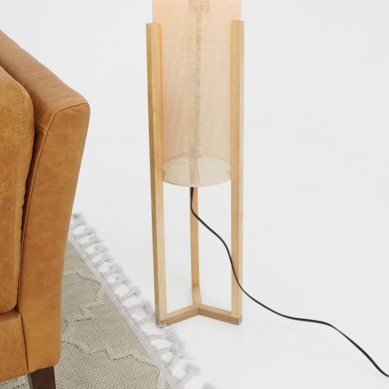 Contemporary Floor Lamp, Standing Light for Living Room, Bedroom & Office Lighting, Floor Lamp Oak and Natural 110-120V
