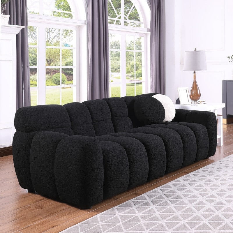 Two Sizes Of Teddy Velvet Upholstered Sofa