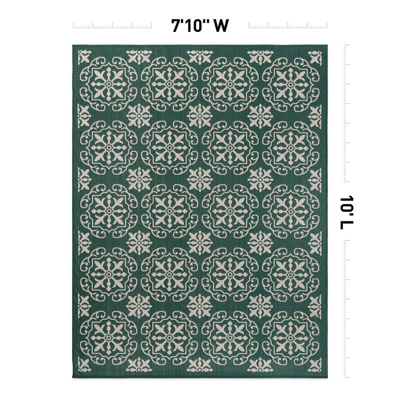 World Rug Gallery Transitional Geometric Textured Flat Weave Indoor/Outdoor Area Rug