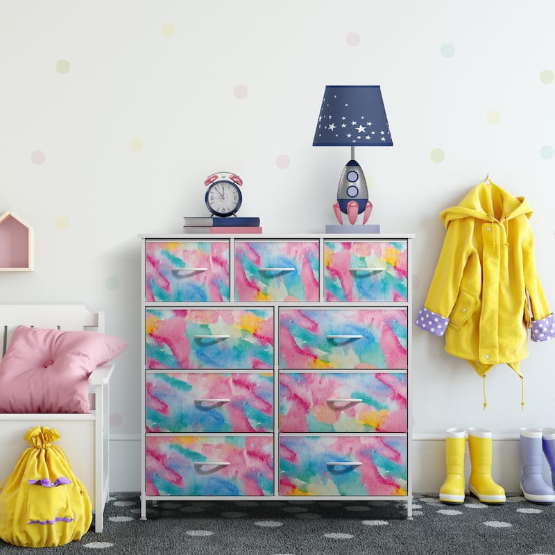 Modern Color Print 9-cubby Storage Tower