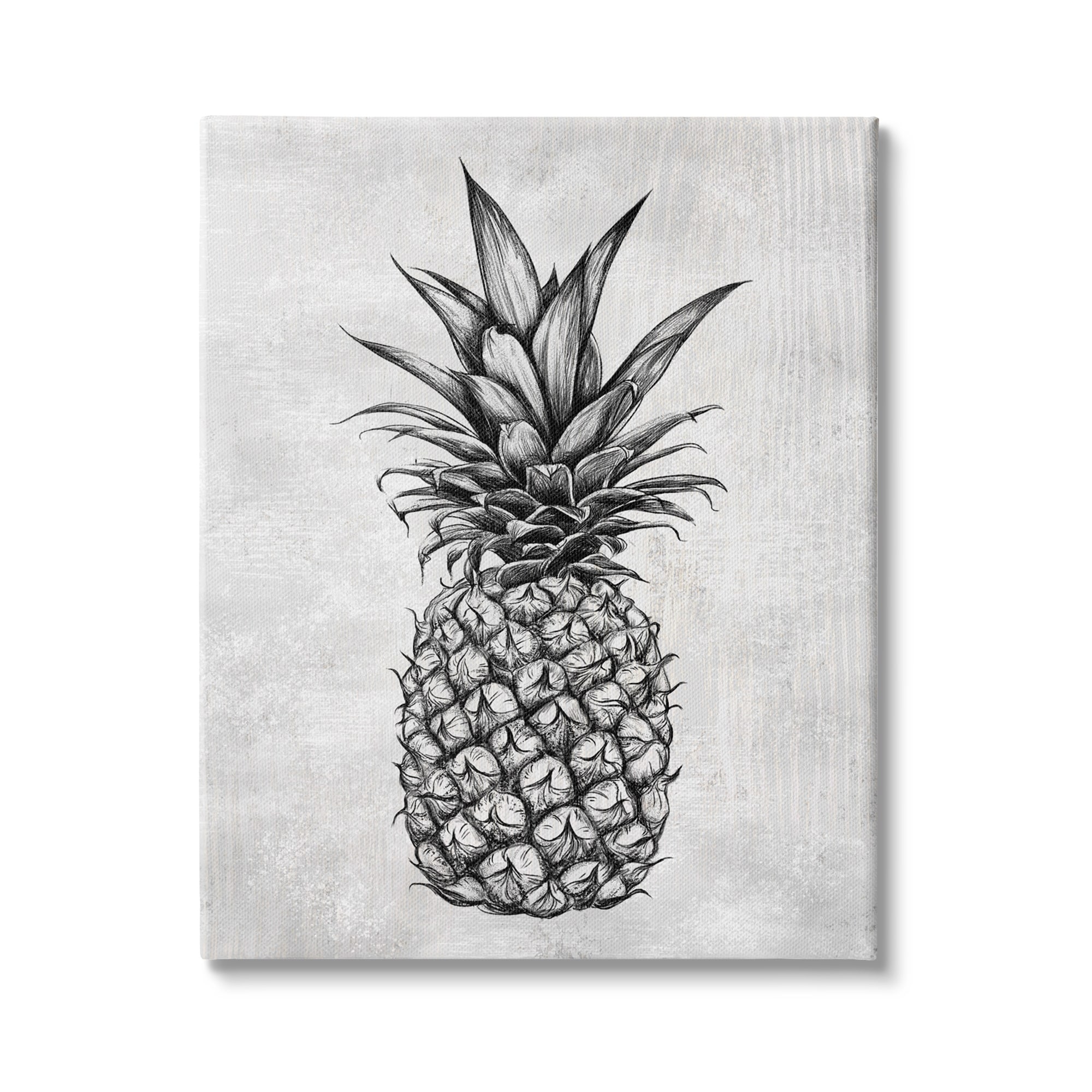 Stupell Bold Pineapple Line Drawing Rustic Pattern Black-image
