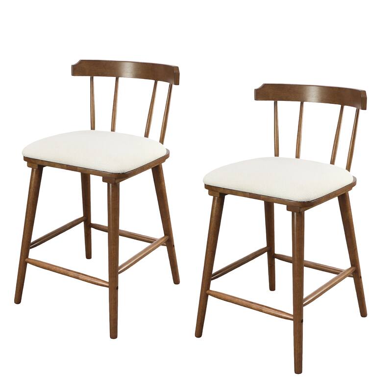 Roomfitters Olivia Indoor Windsor Style Counter Stools with Cushion, Walnut Finish