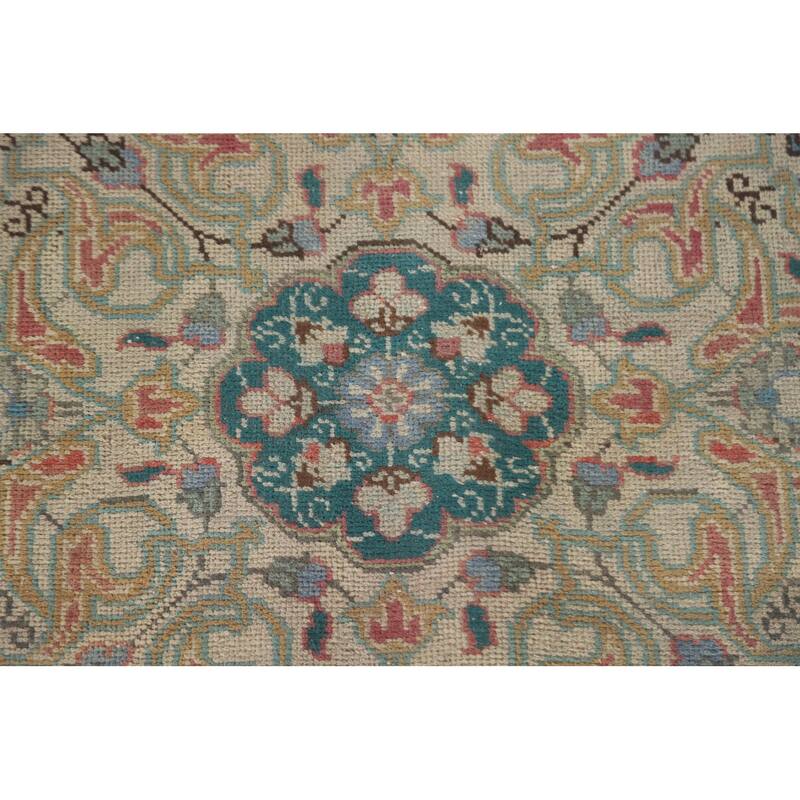 Hand Knotted Oriental 100% Wool Carpet Traditional Floral Pink Tabriz Area Rug - 12' 10'' X 9' 11''