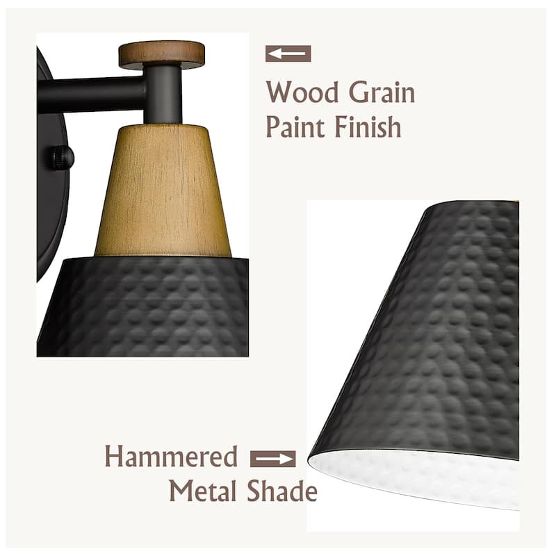 Modern Bathroom Vanity Light, Hammered Metal Shade