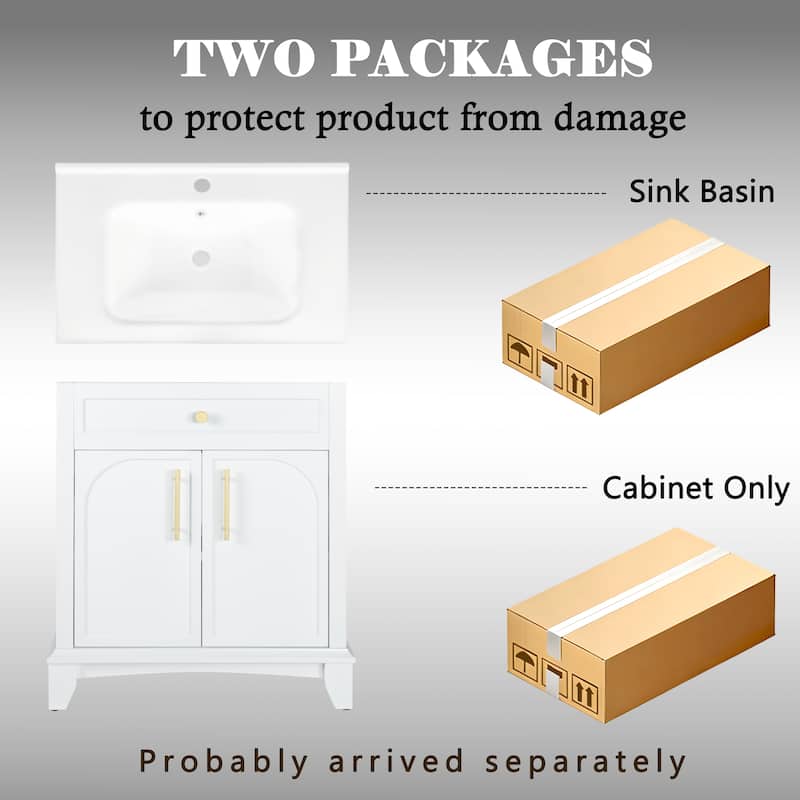 28" Freestanding Bathroom Vanity Cabinet with Sink