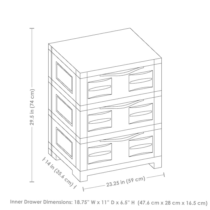Sunnydaze 3-Tier Plastic Storage Drawers