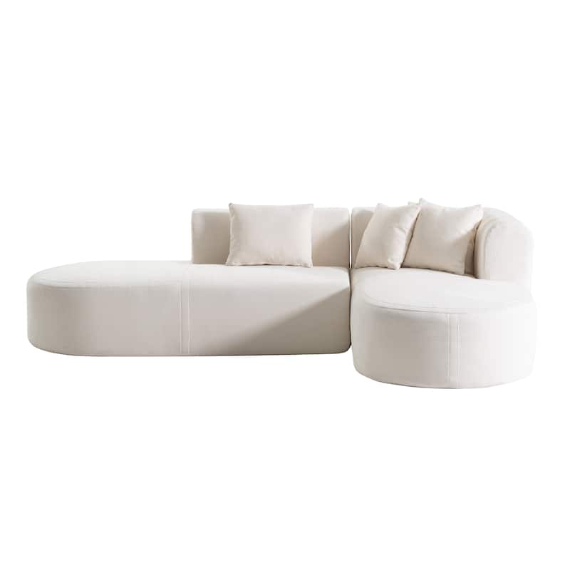 Corner Sofa for Living Room, Modern L Upholstered Couches with 4 Pillows, 3 Seater Curved Sofa Couch for Lounge Area