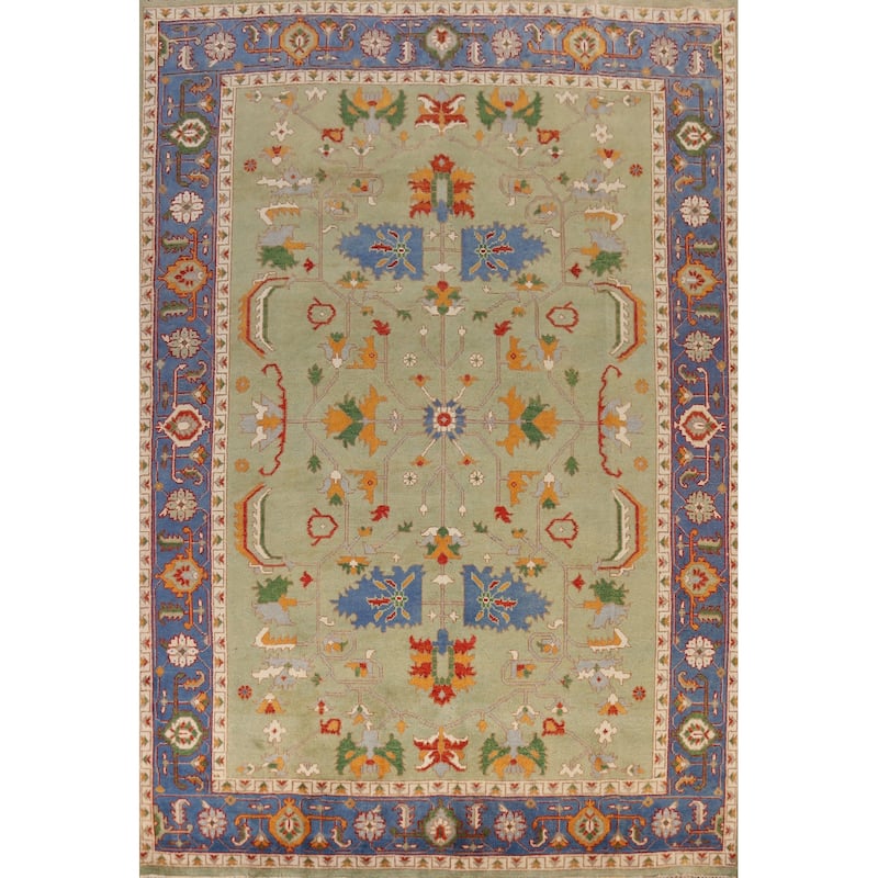 Green Heriz Serapi Indian Area Rug Handmade Wool Carpet - 8'10" x 11'9"