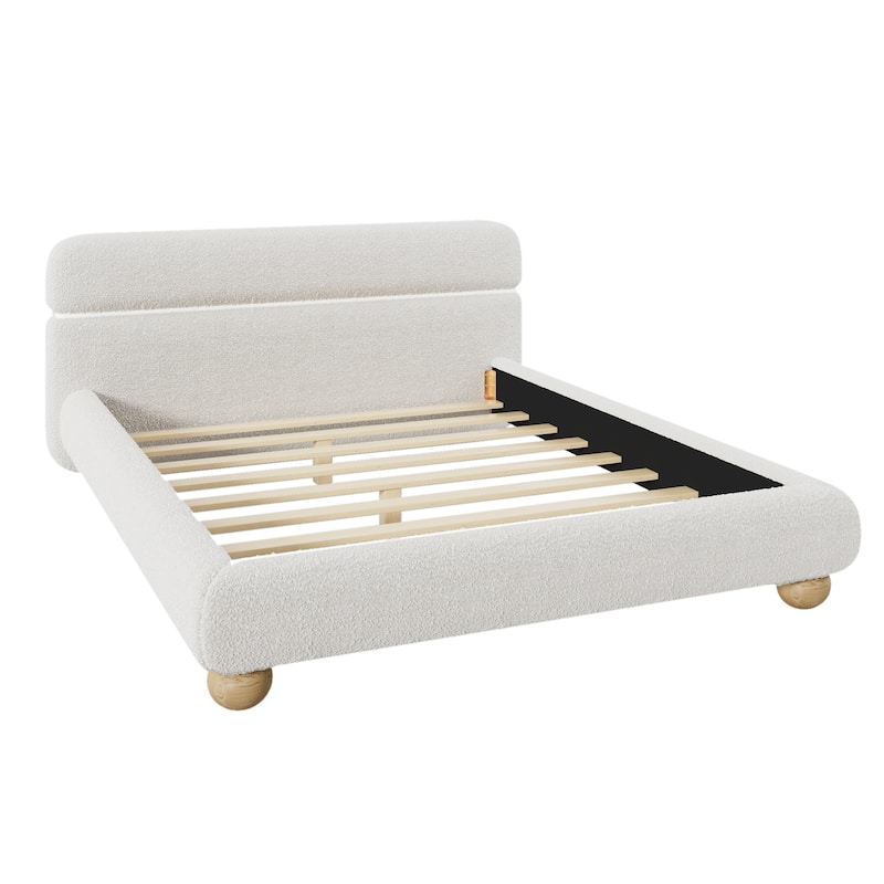 Modern Low-Profile Upholstered Bed with Teddy Fleece Fabric by Harper&Bright Designs