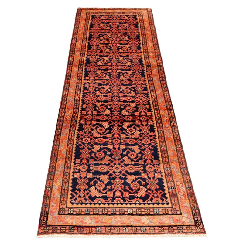 Andelz Navy, Red Rug 3'3" x 12'10" - 3'3 x 12'10