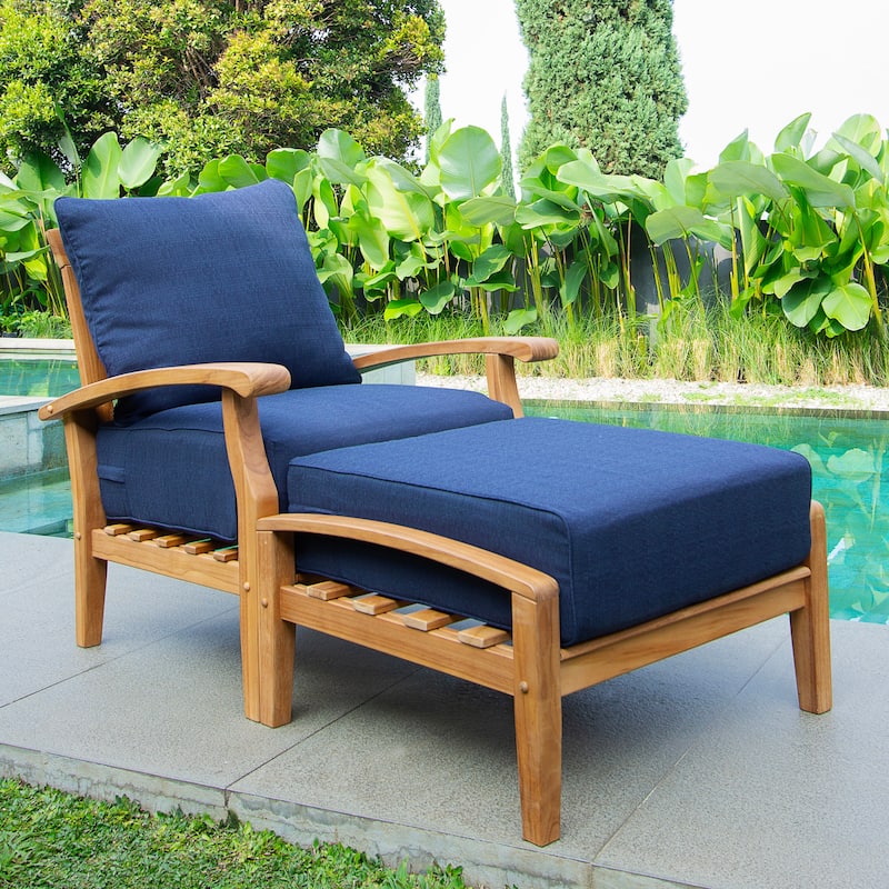 Cambridge Casual Leon 2-piece Teak Patio Club Chair with Ottoman