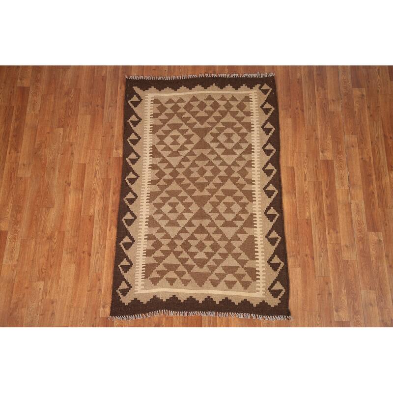 Reversible Kilim Oriental Rug Flat-weave Wool Carpet - 3'3" x 5'2"