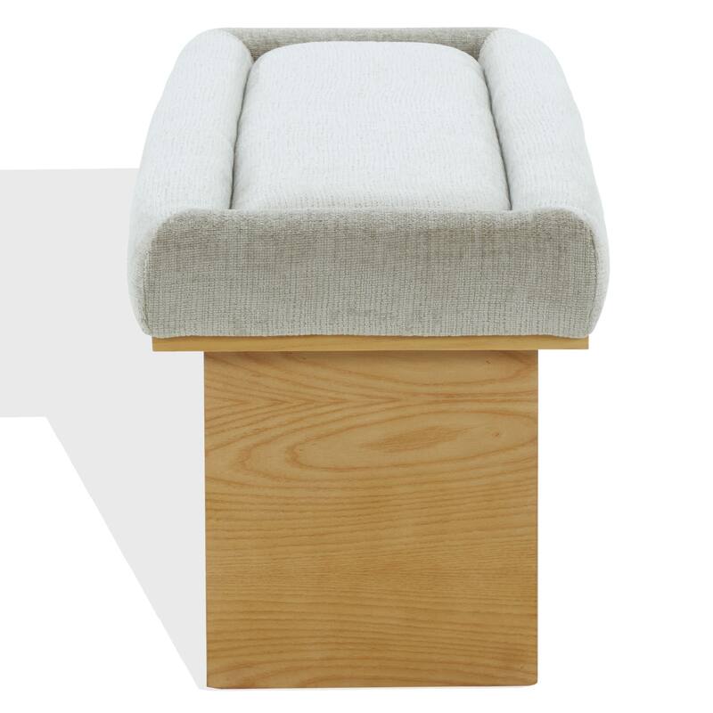 SAFAVIEH Couture Trudy Chenille And Wood Bench - 51"W x 17"D x 18"H