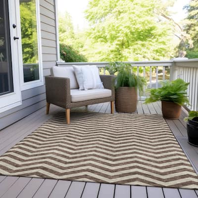 Machine Washable Indoor/ Outdoor Chantille Chevron Stripe Rug