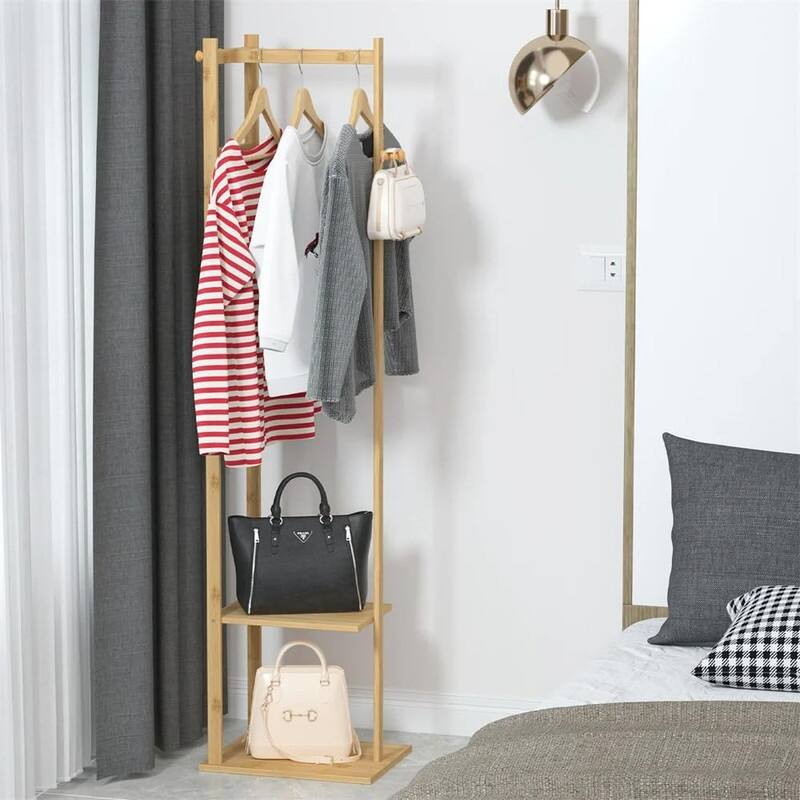 Bamboo Freestanding Coat Rack - 11.81"D x 15.04"W x 61"H