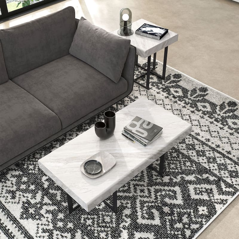 Granala Contemporary Steel 2-Piece Storage Coffee Table Set by Furniture of America