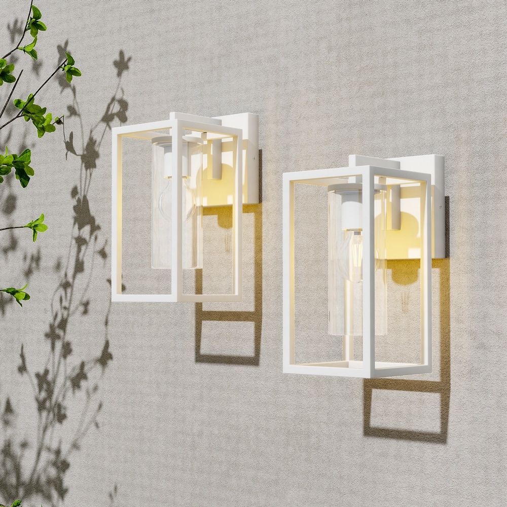 2 Pack Metal 1-Light Clear Glass Outdoor Wall Sconce Light