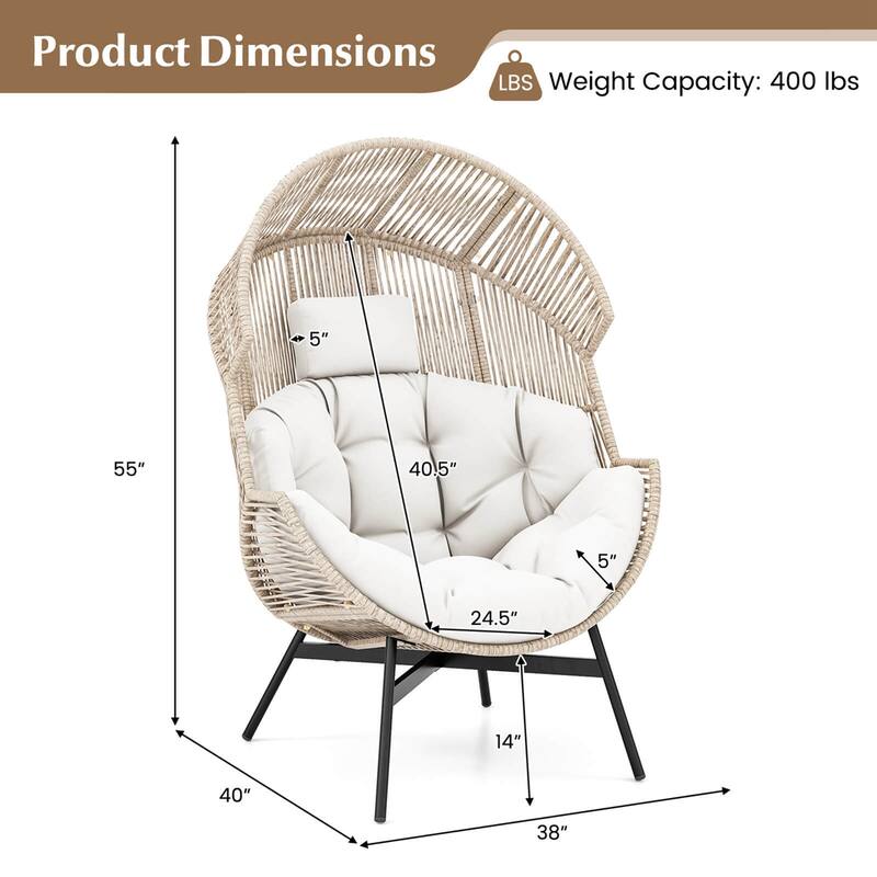 Costway Oversized Egg Style Chair with Cushions & Headrest Heavy-Duty - See Details