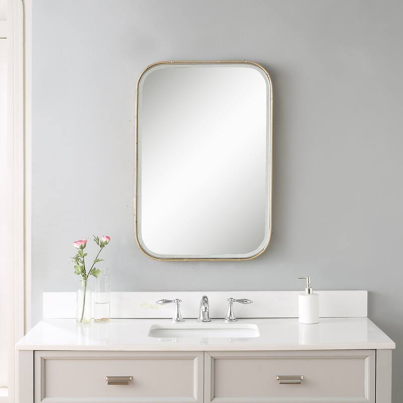 Uttermost Malay 30" x 21" Asian Inspired Bamboo Frame Vanity Bathroom