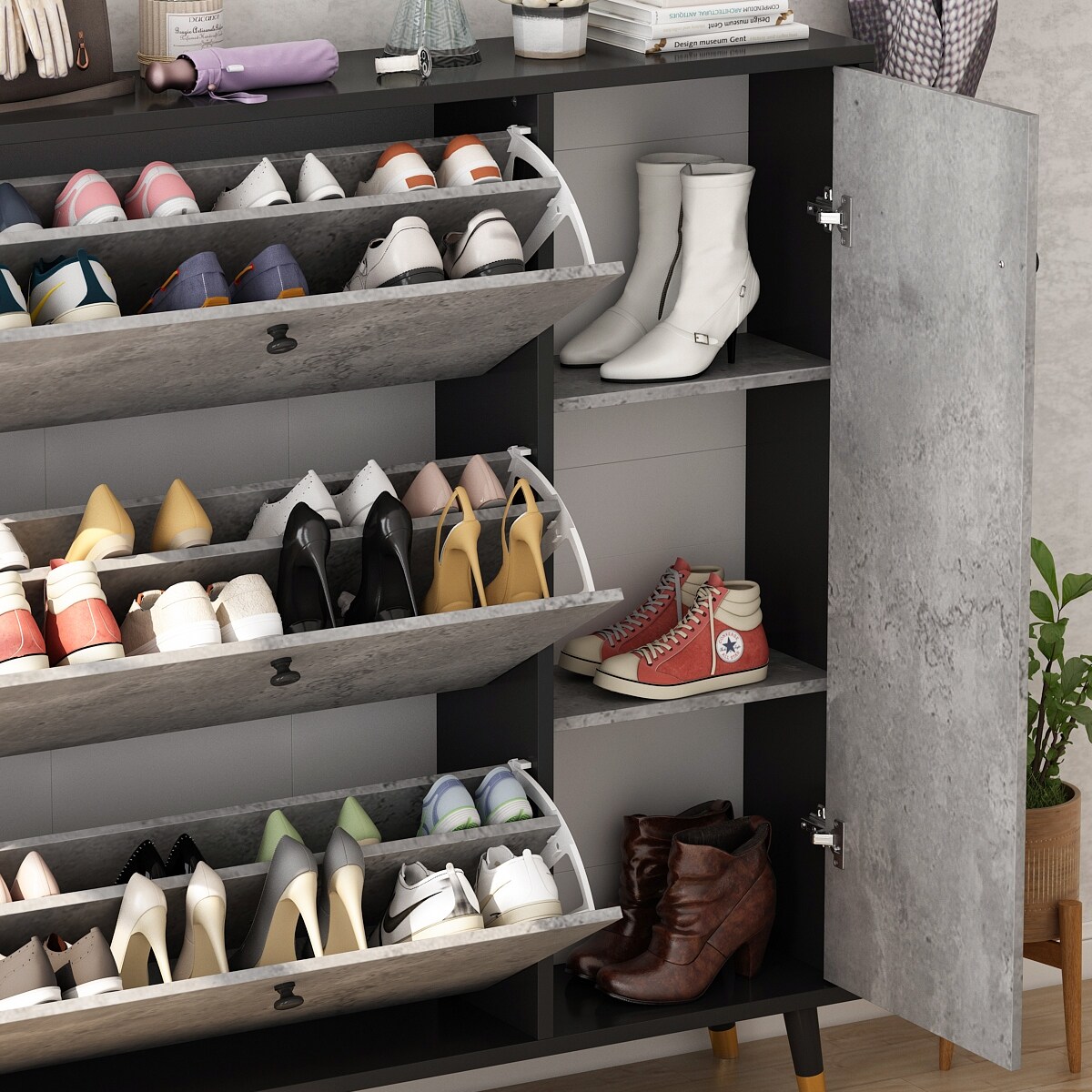 3 Drawer Shoe Cabinet Drawer Organizer Entryway End Table Space Saving