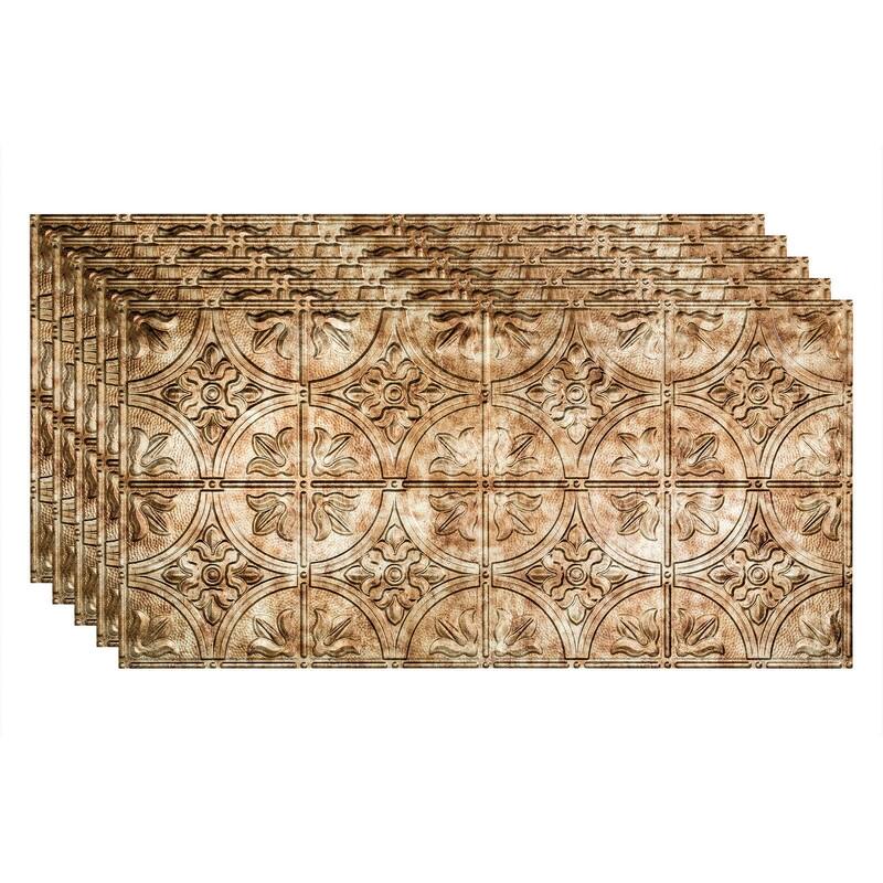 FASÄDE Traditional Style 2 Decorative Vinyl 2ft x 4ft Glue Up Ceiling Panel in Bermuda Bronze (5 Pack) - 5 Pack - Bermuda Bronze