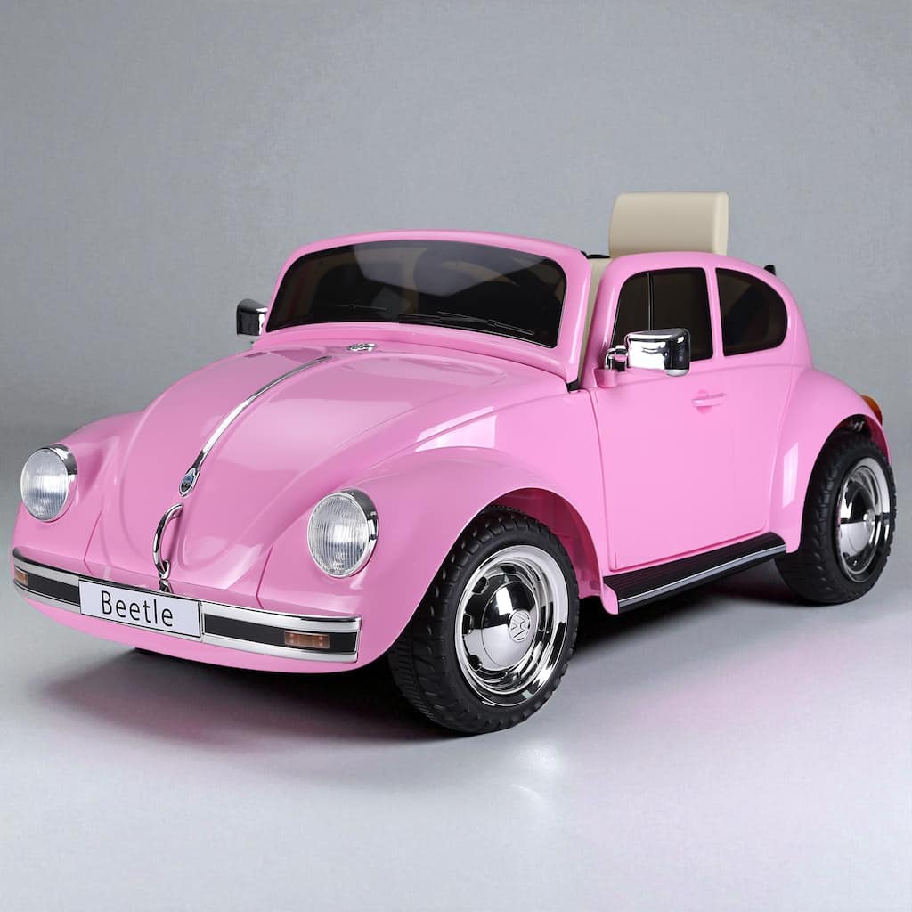 Licensed Volkswagen Beetle Kids Ride-On Car 6V, Remote Control, Music, Headlights, MP3, for 3-6 Years