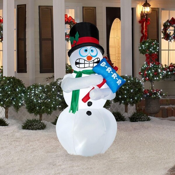 Gemmy 86235 AirBlown Christmas Lights-Up Animated Shivering Snowman w ...