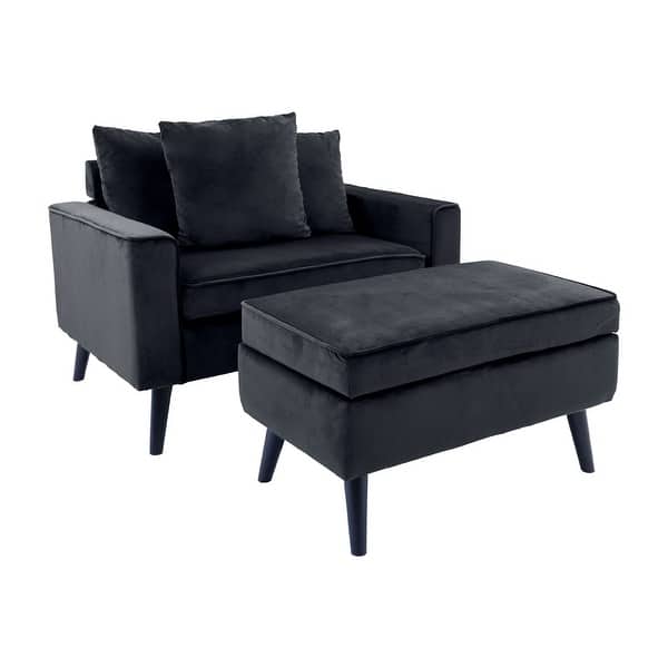 Modern Upholstered Chair With Ottoman Overstock 32053796