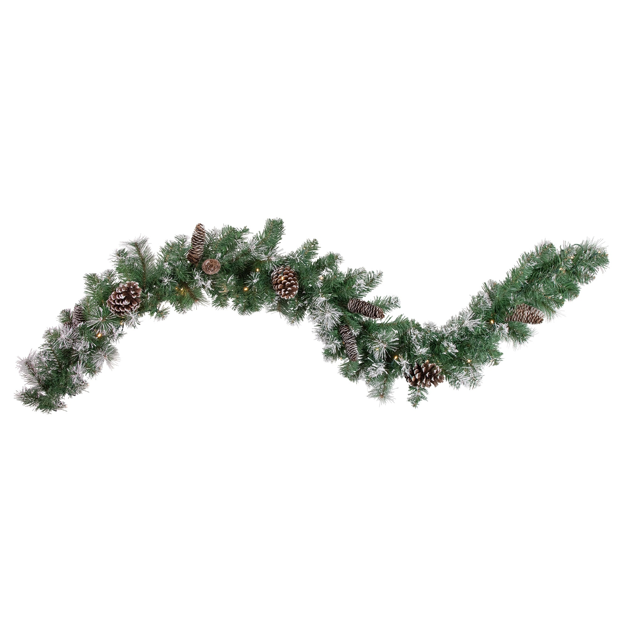 6' x 9" Pre-Lit Decorated Frosted Pine and Pine Cone Artificial Christmas Garland
