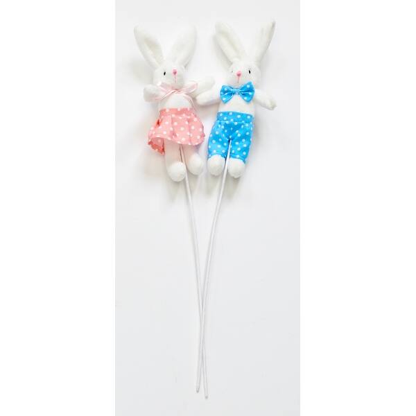 slide 2 of 4, 7" Bunny on 10" Stem, Set of 6 - 17