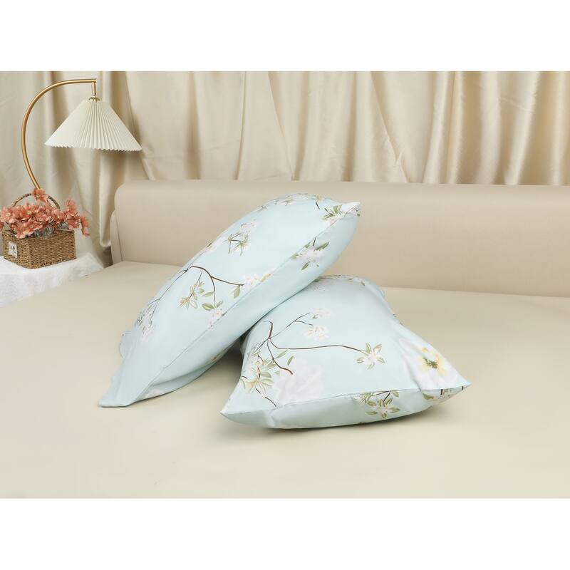 2Pcs Pillowcase w Envelope Closure Floral Pillow Cases for Hair & Skin