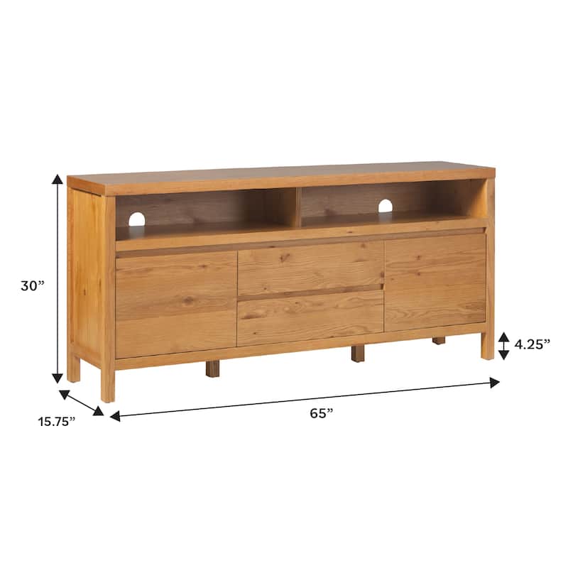 Middlebrook Farmhouse Rustic Solid Oak Wood 65" Sideboard with Storage