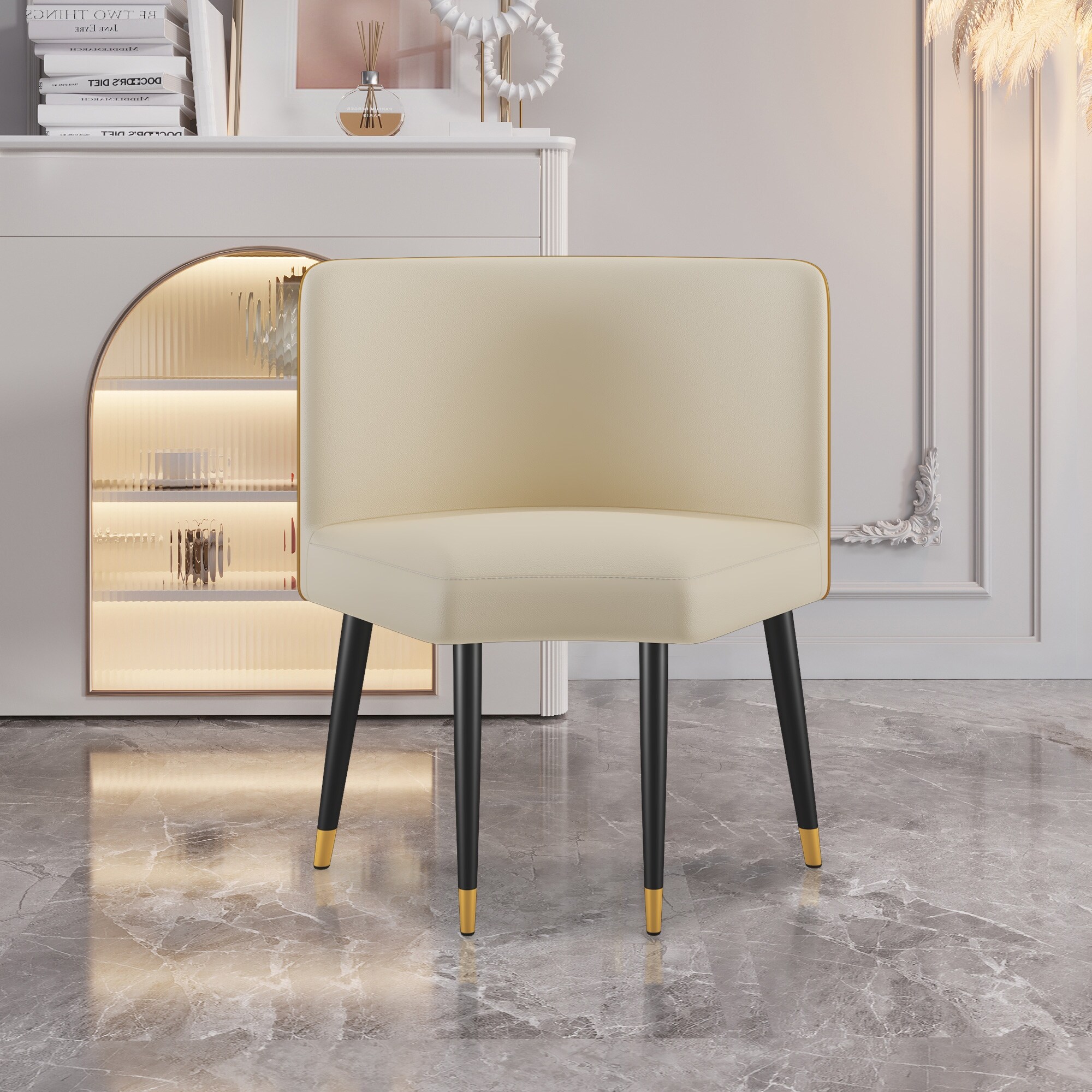 Beige chair black 2025 legs